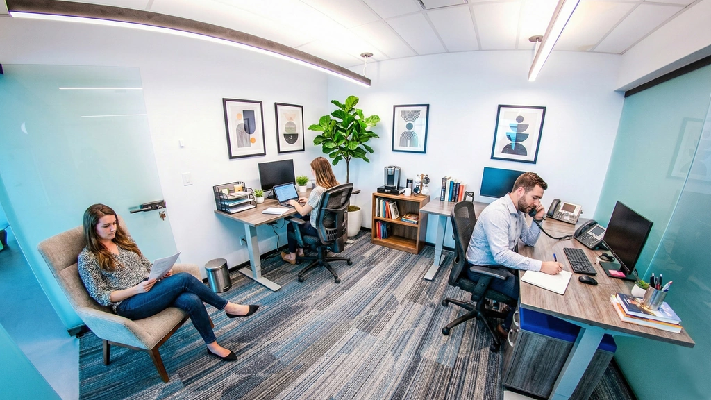 Lounge Area and Hot Desks at West Quay Offices in North Vancouver, British Columbia — photo 1 of 15